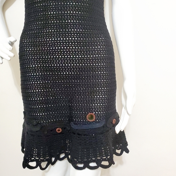 Beaded Prada Black Crochet Runway Dress - Picture 4 of 6